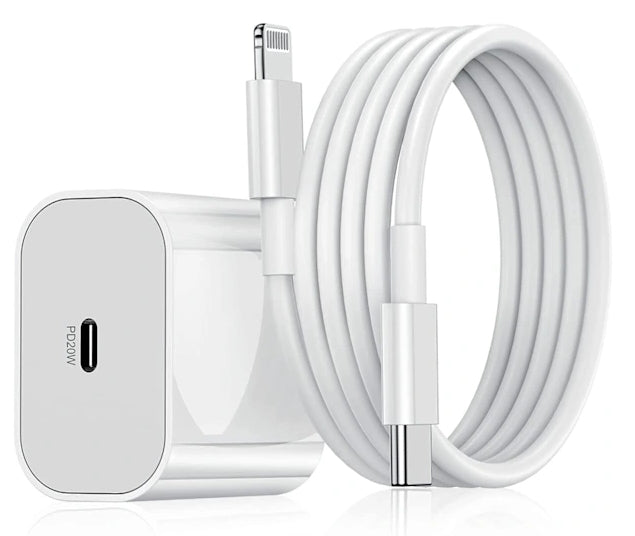 Iphone snabbladdare USB-C strömadapter 20W + Kabel Vit